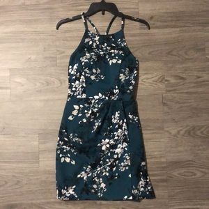 Teal & Floral Semi-Formal/Cocktail Dress Size 7